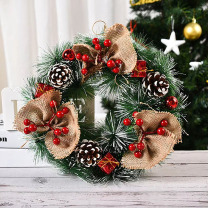 Festive Christmas Wreath for Front Door - Elegant Winter Decor with Flowers and Pine Cones for Holiday Celebrations