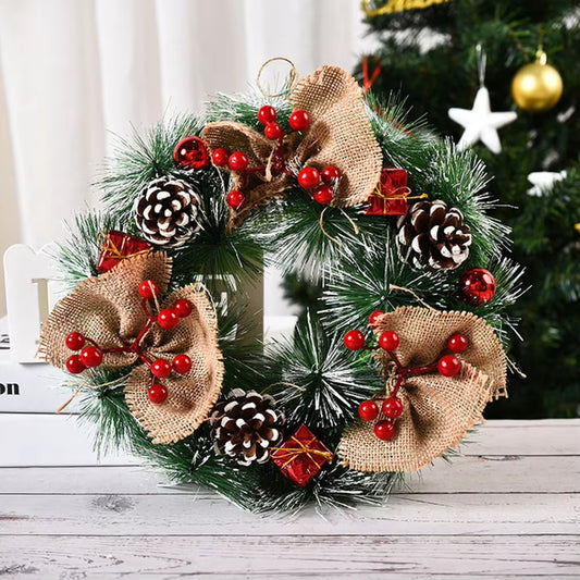 Festive Christmas Wreath for Front Door - Elegant Winter Decor with Flowers and Pine Cones for Holiday Celebrations