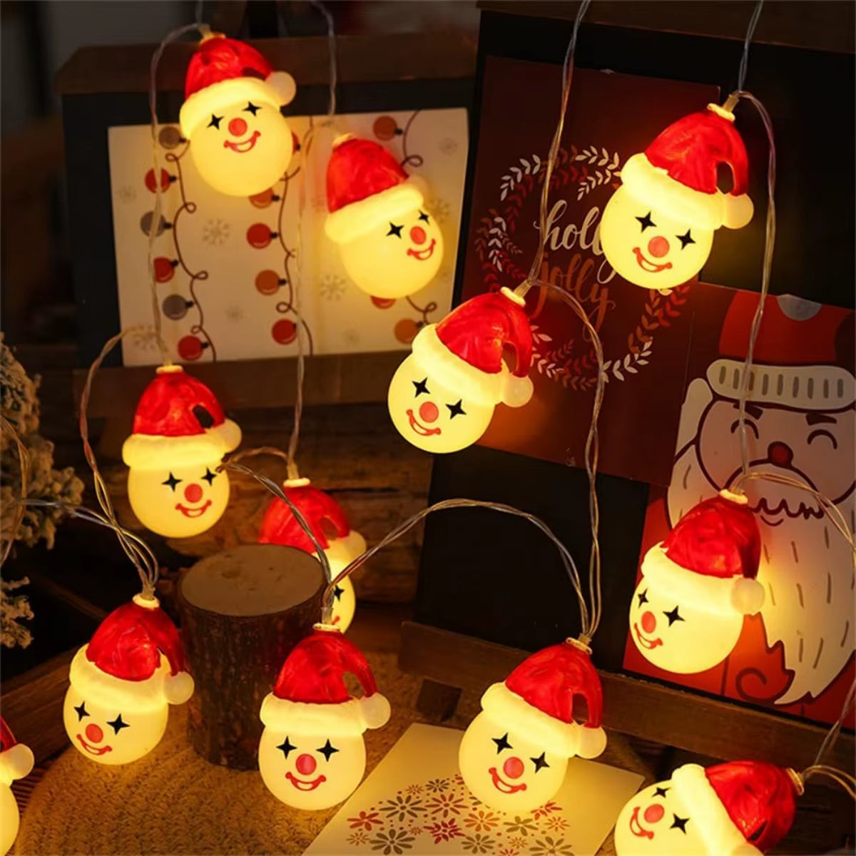 Magical 10/20 LED Fairy Lights with Adorable Bear, Joker, and Snowman Designs - Battery-Powered Christmas Tree String Lights for Enchanting Indoor Holiday Decor