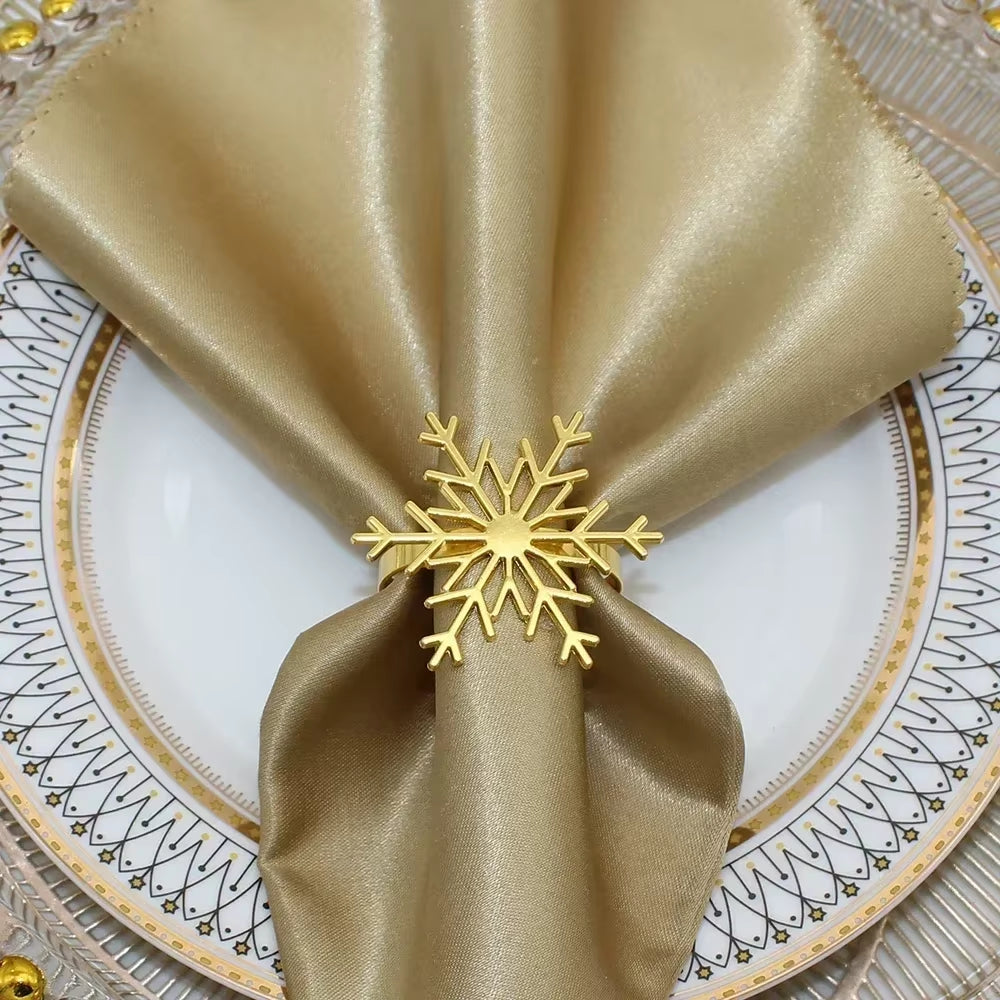 Elegant 6Pc Silver/Gold Snowflake Napkin Rings - Perfect for Christmas, New Year, Weddings, and Holiday Parties!