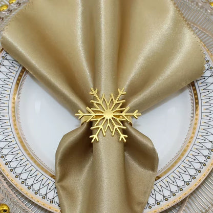 Elegant 6Pc Silver/Gold Snowflake Napkin Rings - Perfect for Christmas, New Year, Weddings, and Holiday Parties!