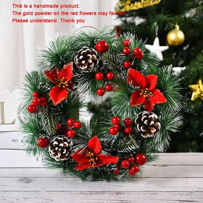 Festive Christmas Wreath for Front Door - Elegant Winter Decor with Flowers and Pine Cones for Holiday Celebrations