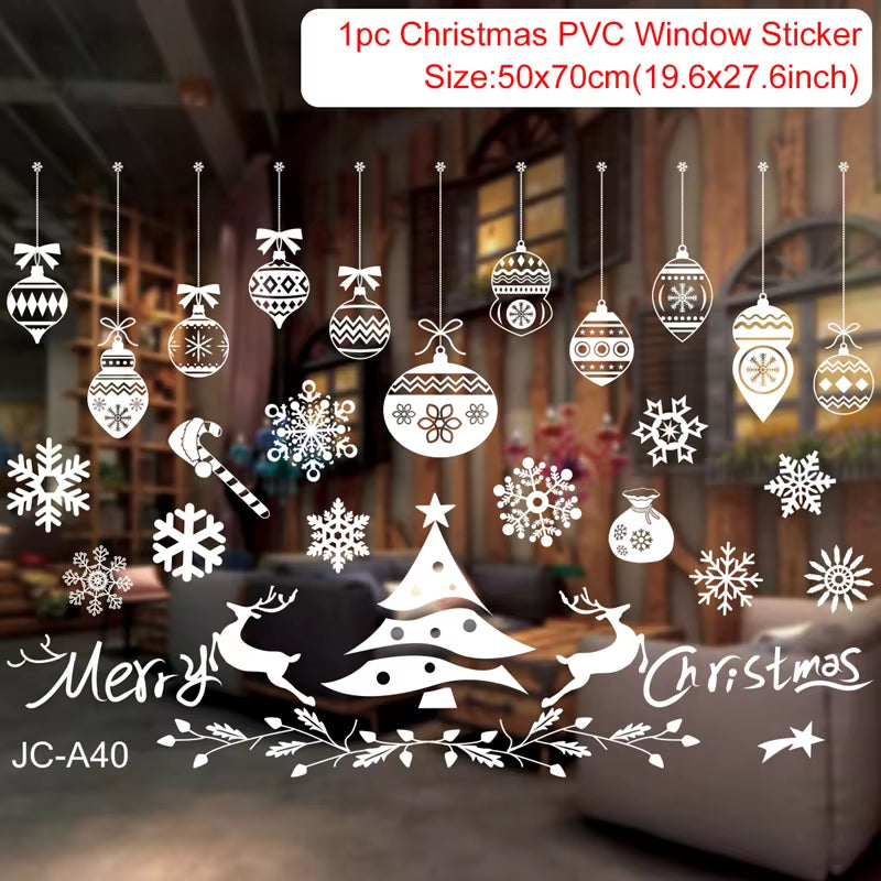 Merry Christmas Window Stickers - Festive Decorations for Home & Kids Room - New Year 2026 Wall Stickers