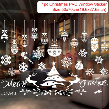 Merry Christmas Window Stickers - Festive Decorations for Home & Kids Room - New Year 2026 Wall Stickers