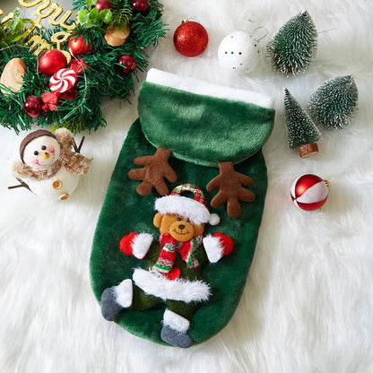 Cozy Christmas Hoodies for Dogs and Cats - Flannel Pet Clothes for Small to Medium Pets