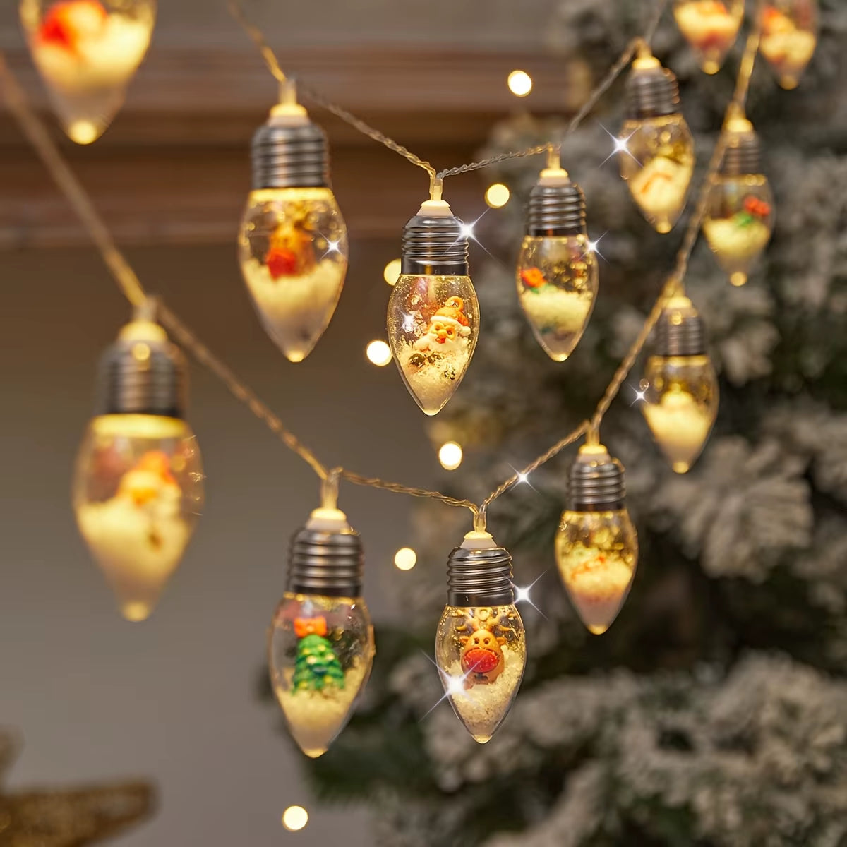 Enchanting 10LED Snow Globe Fairy Lights - Ideal for Festive Christmas Decor & Holiday Gatherings, Indoor/Outdoor Versatility