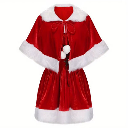 Enchanting Winter Christmas Elf Dress with Cape - Ideal for Holiday Parties & Festive Celebrations
