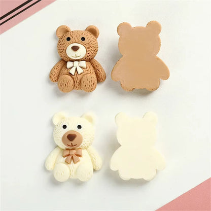 Adorable Cartoon Beige Coffee Bear Resin Cabochons - 10-100 Pcs for Phone Decor, Scrapbooking, DIY Crafts & Hair Bows!