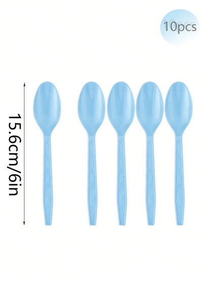 Charming Solid Light Blue Birthday Party Supplies for Super Girls - Disposable Tableware Set with Napkins, Cups, Plates, Tablecloths, and Straws