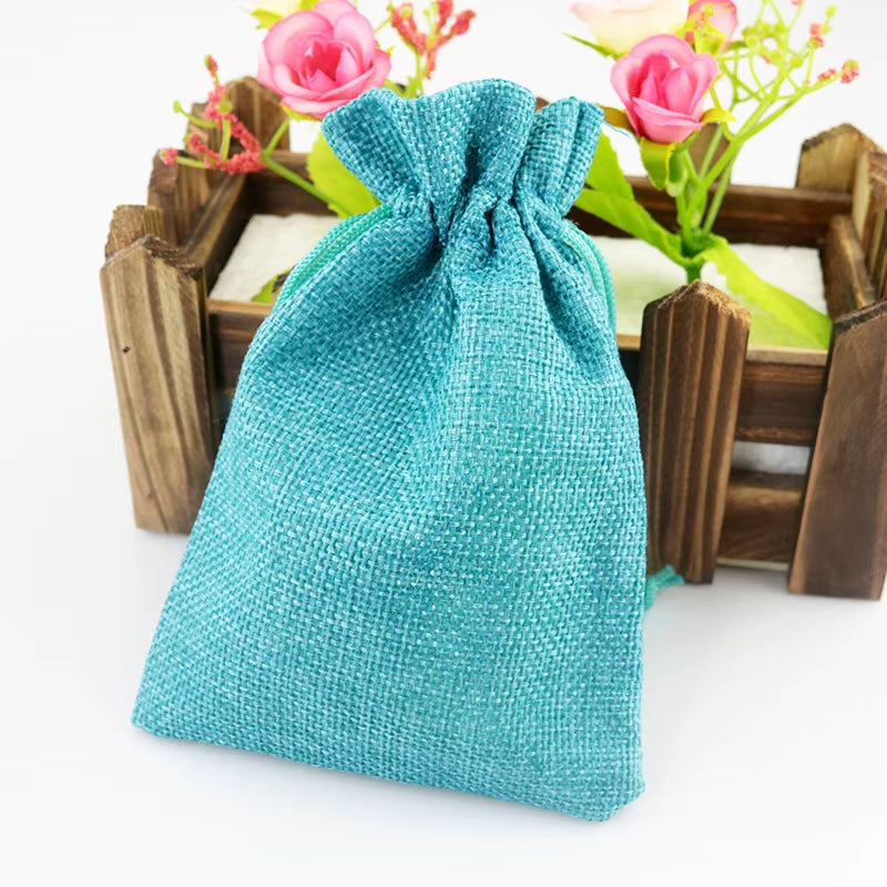 10-Pack Handmade Natural Burlap & Cotton Linen Drawstring Gift Bags - Perfect for Weddings, Christmas, Jewelry & More!