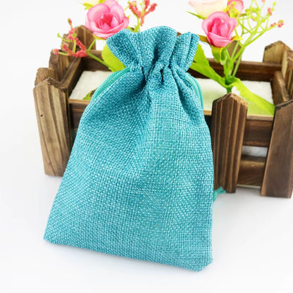 10-Pack Handmade Natural Burlap & Cotton Linen Drawstring Gift Bags - Perfect for Weddings, Christmas, Jewelry & More!