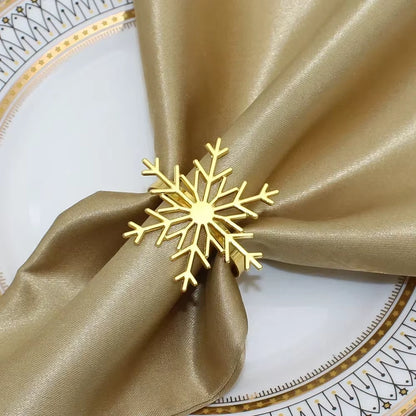 Elegant 6Pc Silver/Gold Snowflake Napkin Rings - Perfect for Christmas, New Year, Weddings, and Holiday Parties!