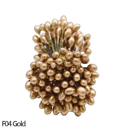 Stunning 5mm Gold & Silver Artificial Berry Stamen Mini Flowers for DIY Wreaths & Wedding Decor