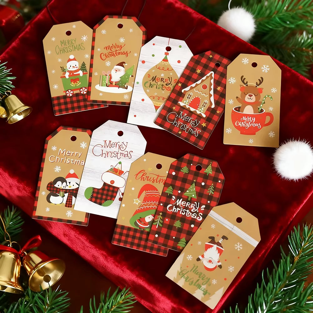 50Pcs Santa Claus Paper Card Christmas Tree Ornaments - Festive Hanging Decorations for Home Decor & DIY Party Supplies
